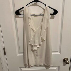 New York & Company Size XL White Ruffled Tank